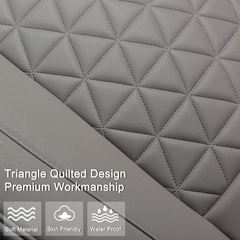 Black Panther Luxury PU Leather Rear Car Seat Cover Adjustable Length (49-55'') Back Bench Seat Protector Fits 90% Standard Two-seat Rear Row, for Seat Bottom Only, Triangle Quilted Design, Gray - Image 3